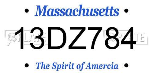 13DZ784 Massachusetts License Plate