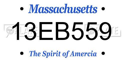 13EB559 Massachusetts License Plate