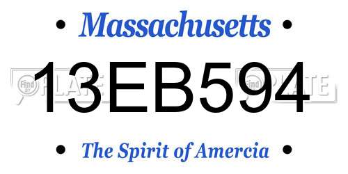 13EB594 Massachusetts License Plate