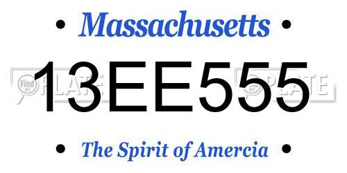 13EE555 Massachusetts License Plate