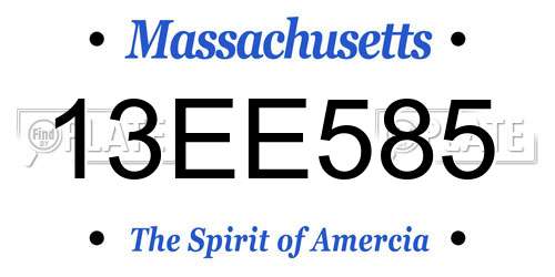 13EE585 Massachusetts License Plate