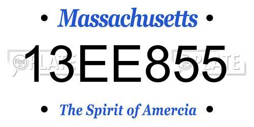 13EE855 Massachusetts License Plate