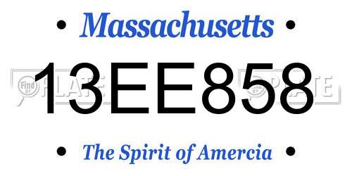 13EE858 Massachusetts License Plate