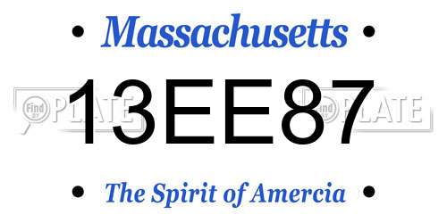 13EE87 Massachusetts License Plate