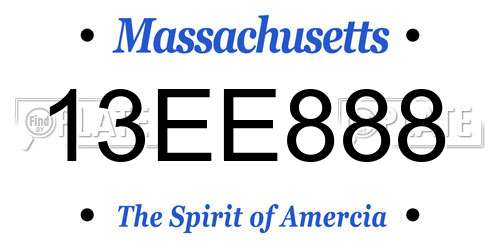 13EE888 Massachusetts License Plate