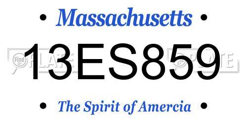 13ES859 Massachusetts License Plate