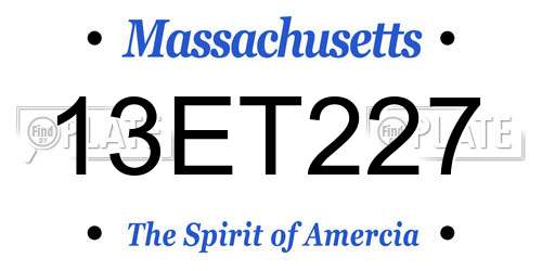 13ET227 Massachusetts License Plate