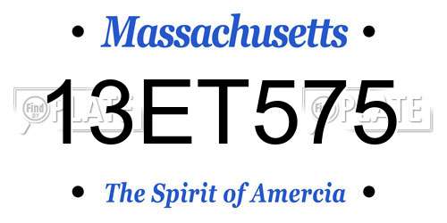 13ET575 Massachusetts License Plate