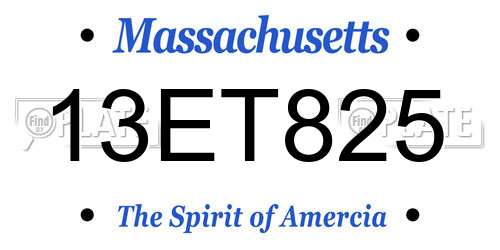 13ET825 Massachusetts License Plate