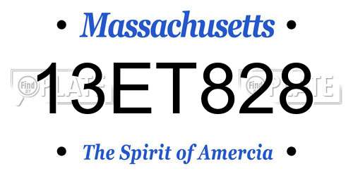 13ET828 Massachusetts License Plate
