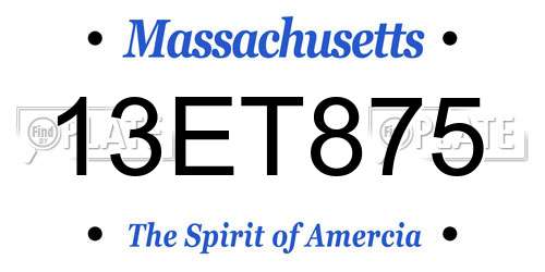 13ET875 Massachusetts License Plate