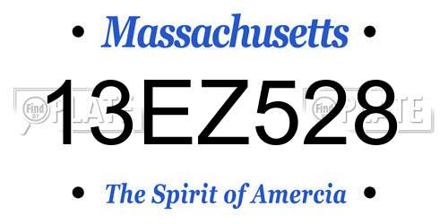 13EZ528 Massachusetts License Plate