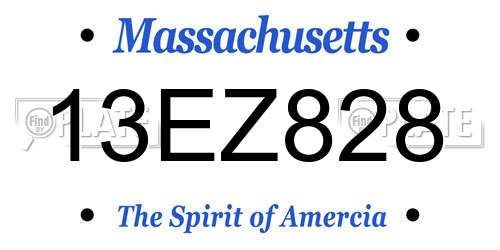 13EZ828 Massachusetts License Plate
