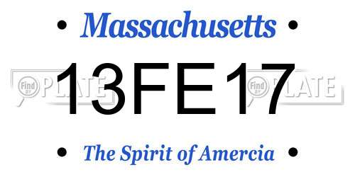 13FE17 Massachusetts License Plate