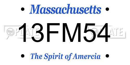 13FM54 Massachusetts License Plate