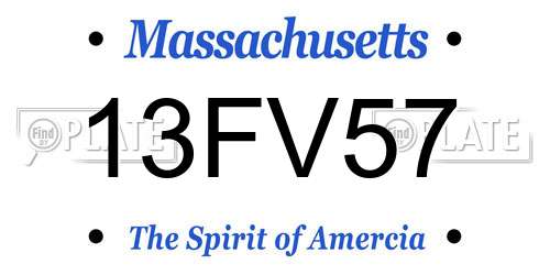 13FV57 Massachusetts License Plate