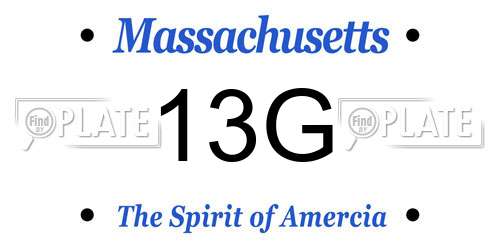 13G Massachusetts License Plate