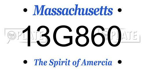 13G860 Massachusetts License Plate