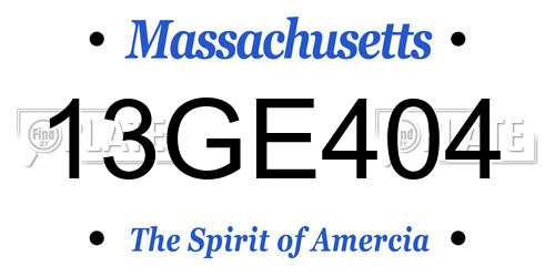 13GE404 Massachusetts License Plate