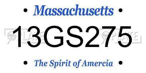 13GS275 Massachusetts License Plate