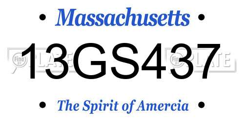 13GS437 Massachusetts License Plate