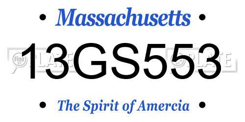 13GS553 Massachusetts License Plate