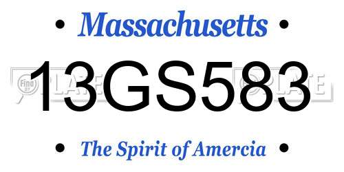 13GS583 Massachusetts License Plate