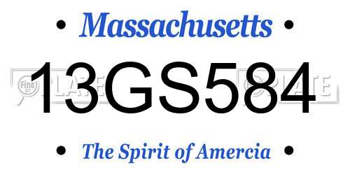 13GS584 Massachusetts License Plate