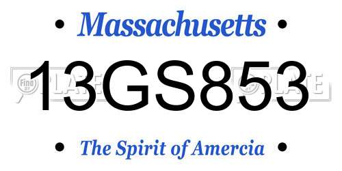 13GS853 Massachusetts License Plate