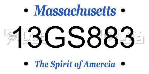 13GS883 Massachusetts License Plate
