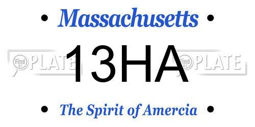 13HA Massachusetts License Plate