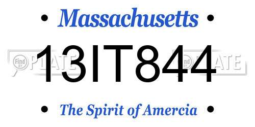 13IT844 Massachusetts License Plate
