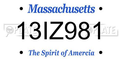 13IZ981 Massachusetts License Plate