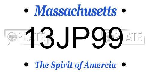 13JP99 Massachusetts License Plate