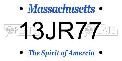 13JR77 Massachusetts License Plate