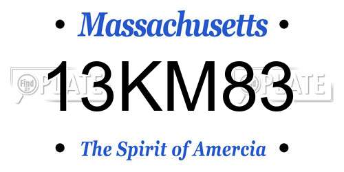 13KM83 Massachusetts License Plate