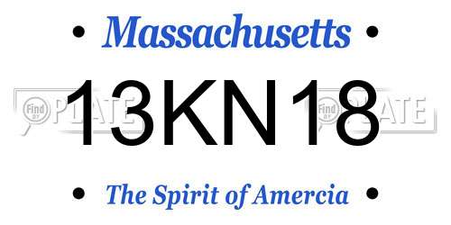 13KN18 Massachusetts License Plate