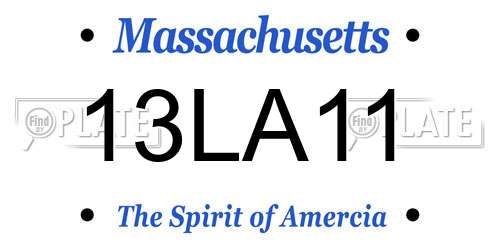 13LA11 Massachusetts License Plate
