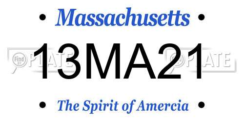 13MA21 Massachusetts License Plate