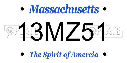 13MZ51 Massachusetts License Plate
