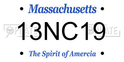 13NC19 Massachusetts License Plate