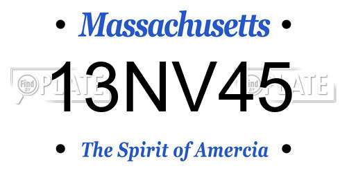 13NV45 Massachusetts License Plate