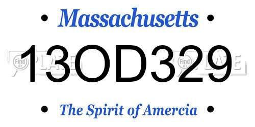 13OD329 Massachusetts License Plate