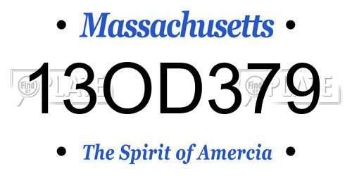 13OD379 Massachusetts License Plate