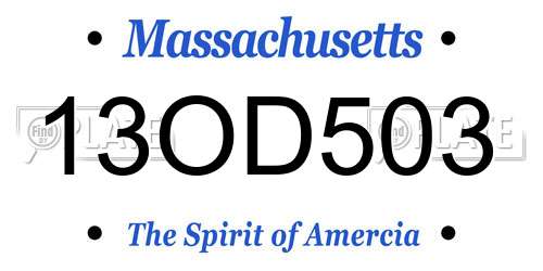 13OD503 Massachusetts License Plate