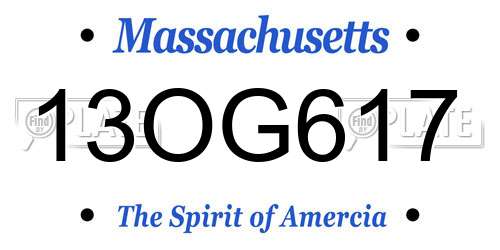 13OG617 Massachusetts License Plate