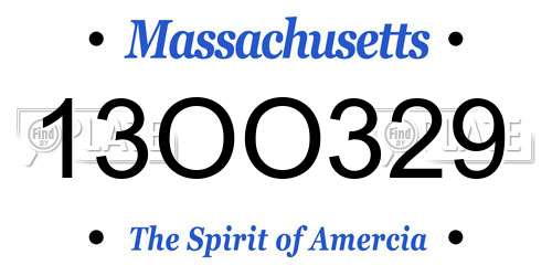 13OO329 Massachusetts License Plate