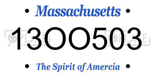 13OO503 Massachusetts License Plate