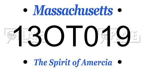 13OT019 Massachusetts License Plate