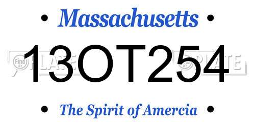13OT254 Massachusetts License Plate